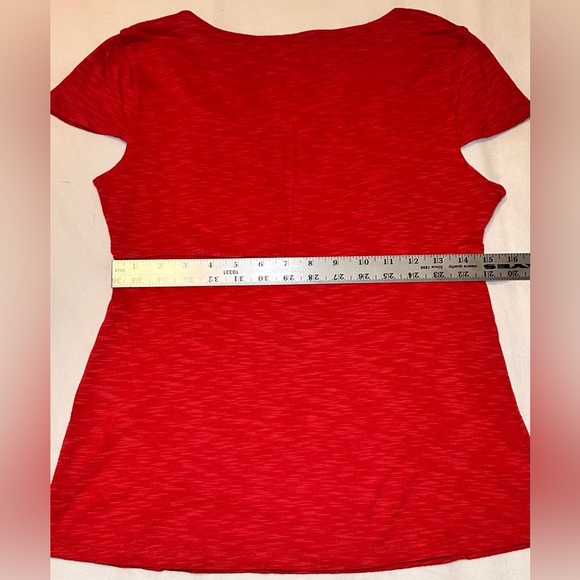 Horny Toad Cap Sleeve V Neck Shirt Size Medium Red - Picture 8 of 8